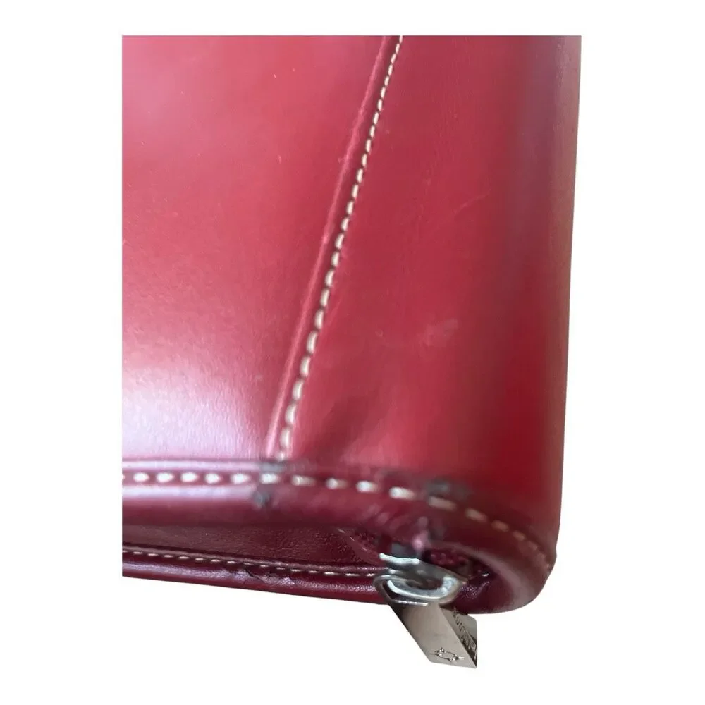 Franklin Covey Red Medium Zip Around 7 Ring Planner Binder Organizer 10x8